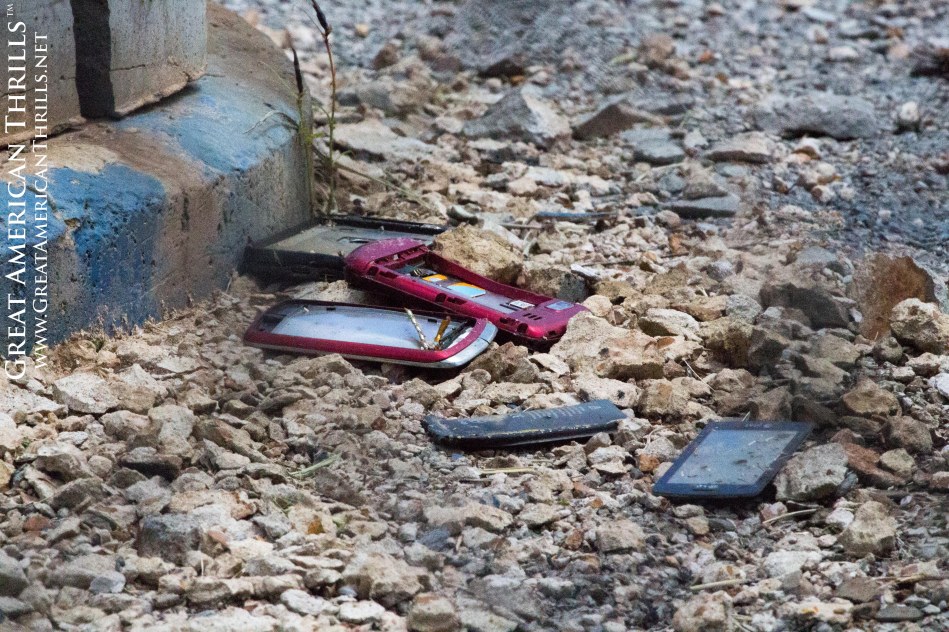 Cell Phone carnage at Six Flags St. Louis. Photo (c) 2013 Great American Thrills and Kris Rowberry