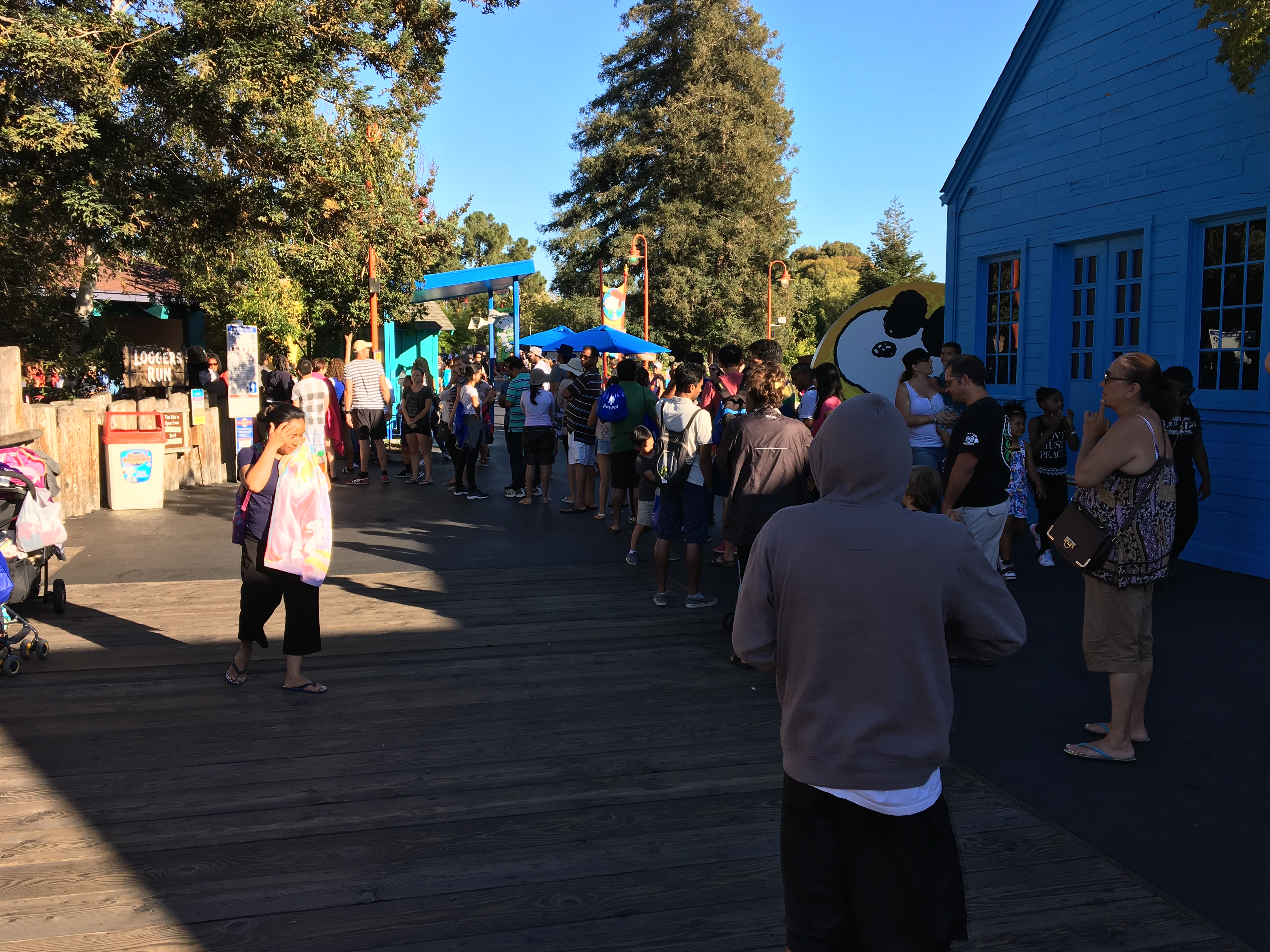 Flumes are still very popular; this is an hour-long wait for Logger's Run at California's Great America.